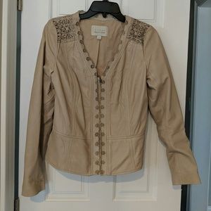 Tan Patterned Leather Jacket
